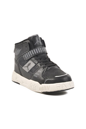 Siyah Cırtlı Bilek Boy Erkek Çocuk Sneaker King Uzun F