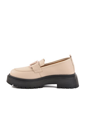 Bej Yüksek Taban Kadın Casual Ayakkabı F-2047 Z