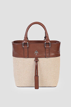 Taba Keten Kadın El ve Omuz Çantası IM577