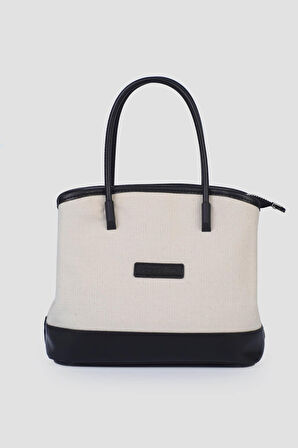 Siyah Keten Kadın El ve Omuz Çantası IM582