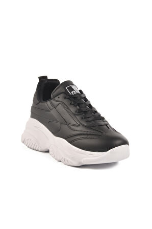 Siyah Beyaz Bağcıklı Kadın Sneaker DRK171 G