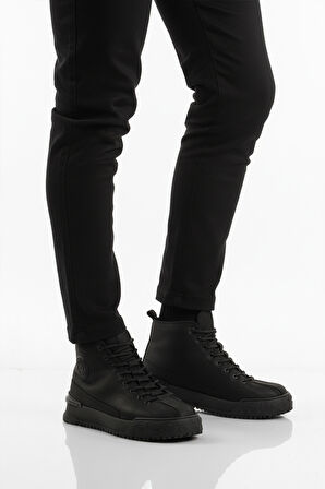 Siyah Nubuk Hakiki Deri Kaymaz Erkek Bot 260014 M