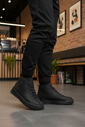 Siyah Nubuk Hakiki Deri Kaymaz Erkek Bot 260014 M