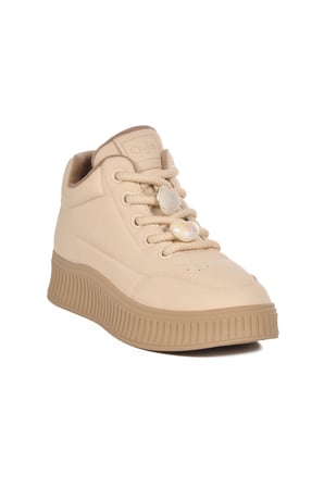 Bej İçi Polarlı Soğuğa Dayanıklı Kadın Sneaker 25K419-1 Z