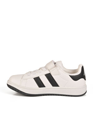 Beyaz Siyah Cırtlı Hafif Erkek Çocuk Sneaker Cooper F