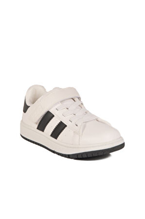 Beyaz Siyah Cırtlı Hafif Erkek Çocuk Sneaker Cooper F