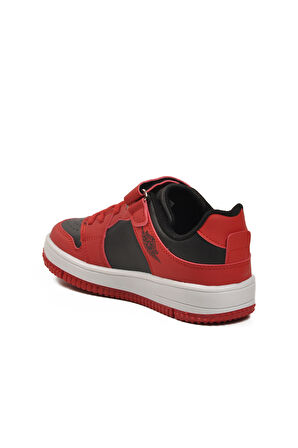Kırmızı Siyah Cırtlı Erkek Çocuk Sneaker Haykat Kısa F