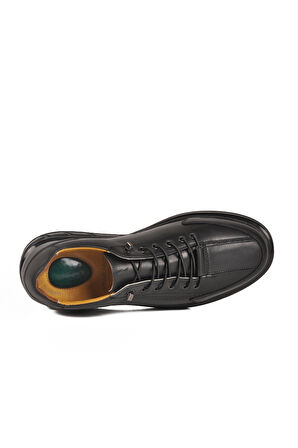 Siyah Sarı Ortopedik Jel Taban Hakiki Deri Erkek Casual Ayakkabı 820 M