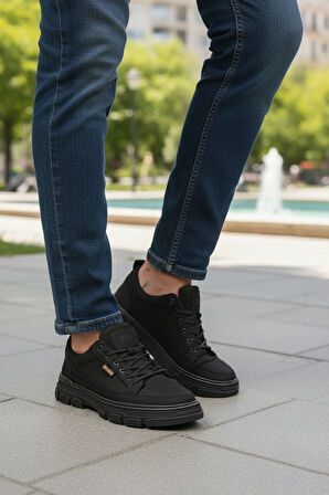 Siyah Nubuk Hakiki Deri Erkek Casual Ayakkabı 260081 M