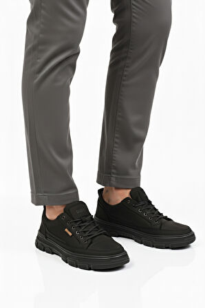 Siyah Nubuk Hakiki Deri Erkek Casual Ayakkabı 260081 M