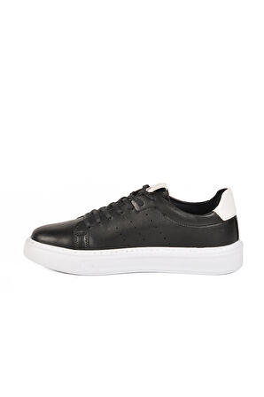 Siyah Beyaz Bağcıklı Hafif Erkek Sneaker 136 M