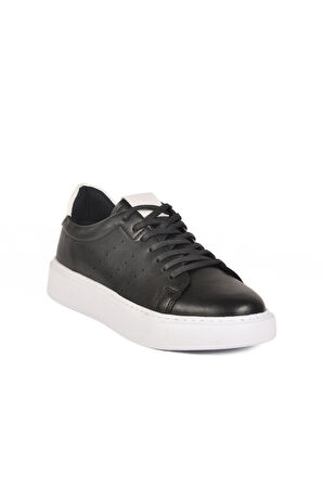 Siyah Beyaz Bağcıklı Hafif Erkek Sneaker 136 M