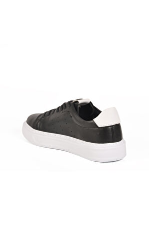 Siyah Beyaz Bağcıklı Hafif Erkek Sneaker 136 M