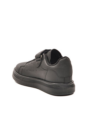 Siyah Cilt Cırtlı Hafif Esnek Unisex Çocuk Spor Ayakkabı 2540-26K P