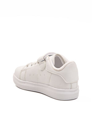 Beyaz Cırtlı Hafif Esnek Unisex Çocuk Spor Ayakkabı 2540-26K P
