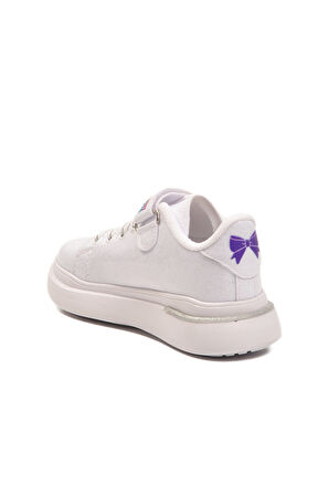 Beyaz Rugan Simli Cırtlı Hafif Esnek Kız Çocuk Spor Ayakkabı 2540-26K P
