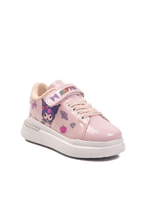 Pudra Rugan Simli Cırtlı Hafif Esnek Kız Çocuk Spor Ayakkabı 2540-26K P