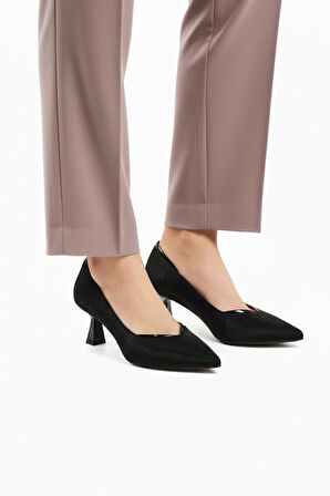 Siyah Saten Kısa İnce Topuklu Abiye Ayakkabı 357188 Z