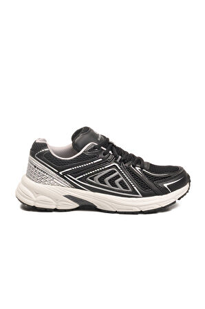 Siyah Gümüş Hafızalı Taban Hafif Esnek Fileli Unisex Spor Ayakkabı Dipper G