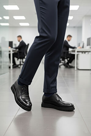 Siyah Hafif Hakiki Deri Eva Taban Erkek Klasik Ayakkabı 361004 M