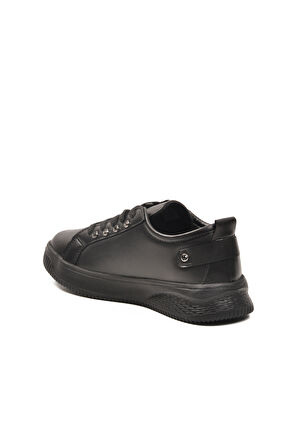 Siyah Bağcıklı Hafif Deri Kadın Spor Ayakkabı 201 G