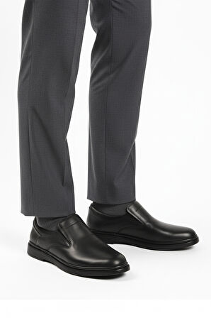 Siyah Hakiki Deri Erkek Casual Ayakkabı DSN 2026 M