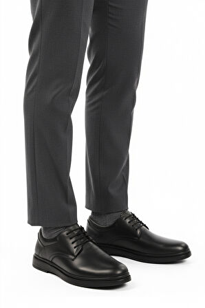 Siyah Hakiki Deri Erkek Casual Ayakkabı DSN 2027 M