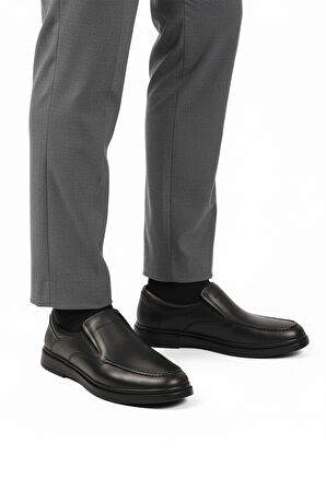 Siyah Hakiki Deri Erkek Casual Ayakkabı DSN 2029 M