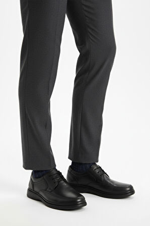 Siyah Hakiki Deri Erkek Casual Ayakkabı DSN 2038 M