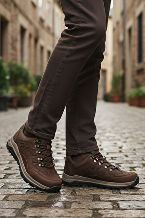 Kahve Hakiki Deri Kaymaz Su İtici Erkek Outdoor Ayakkabı 2341 M