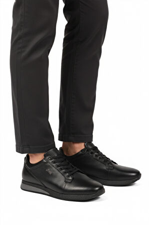 Siyah Floter Hakiki Deri Erkek Casual Ayakkabı 3235 M