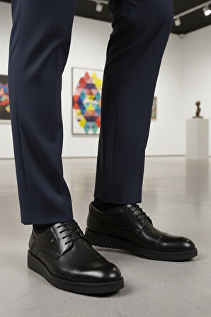 Siyah Hakiki Deri Erkek Klasik Ayakkabı 2991 M