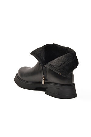 Siyah İçi Polarlı Kaymaz Taban Soğuğa Dirençli Kadın Bot PC-55268 Z