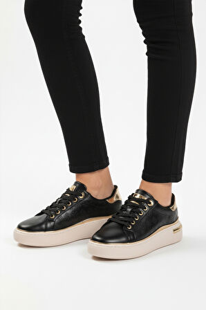 Siyah Bağcıklı Hafif Esnek Kadın Sneaker Lady 028 Z