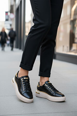 Siyah Bağcıklı Hafif Esnek Kadın Sneaker Lady 028 Z
