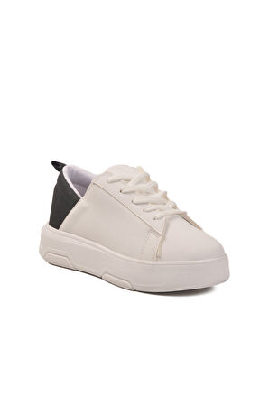 Beyaz Siyah Bağcıklı Unisex Spor Ayakkabı OZ-03 Z