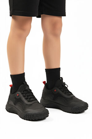 Siyah Lastik Bağcıklı Erkek Çocuk Spor Ayakkabı G63 Kids F