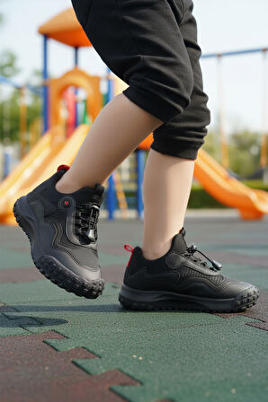Siyah Lastik Bağcıklı Erkek Çocuk Spor Ayakkabı G63 Kids F