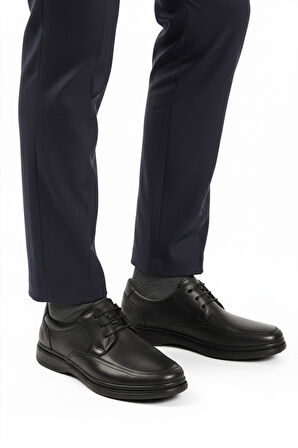 Siyah Kırışık Hakiki Deri Erkek Casual Ayakkabı DSN 2038 M