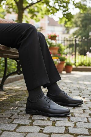 Siyah Hakiki Deri Jel Taban Anatomik Erkek Casual Ayakkabı 473 M