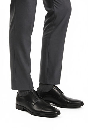 Siyah Hakiki Deri Kaymaz Taban Erkek Klasik Ayakkabı 977 M