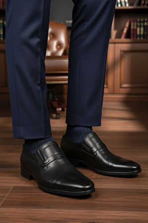 Siyah Hakiki Deri Kaymaz Taban Erkek Klasik Ayakkabı 976 M