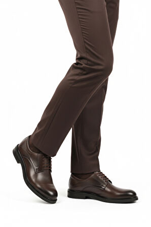 Kahve Hakiki Deri Kaymaz Taban Erkek klasik Ayakkabı 623 M