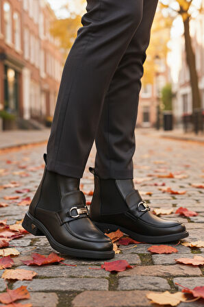 Siyah Elastik Kolay Giyilebilir Kaymaz Taban Kadın Bot PC-55250 Z