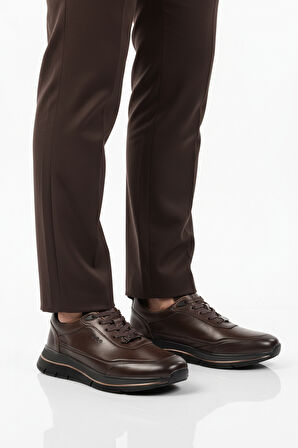 Kahve Hakiki Deri Bağcıklı Erkek Sneaker 152-22336 M