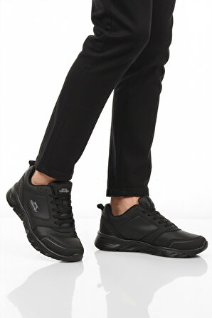 Siyah Bağcıklı Hafif Esnek Cilt Erkek Spor Ayakkabı Epic M