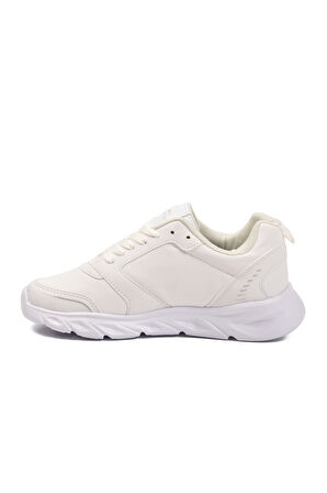 Beyaz Hafif Esnek Bağcıklı Cilt Unisex Spor Ayakkabı Epic G