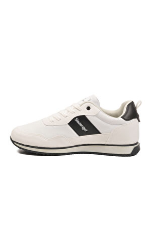 Beyaz Siyah Bağcıklı Cilt Erkek Spor Ayakkabı Offense M