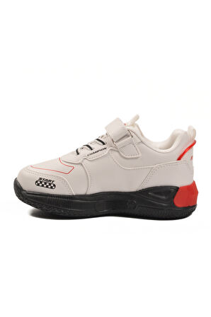 Beyaz Cırtlı Hafif Erkek Çocuk Spor Ayakkabı Racing P