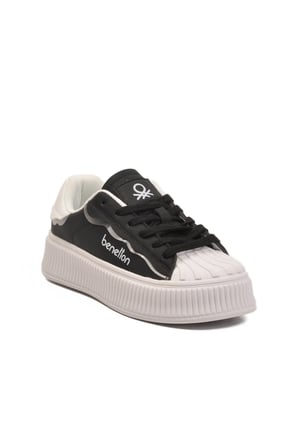 Siyah Beyaz Bağcıklı Unisex Spor Ayakkabı BNI-12152 G